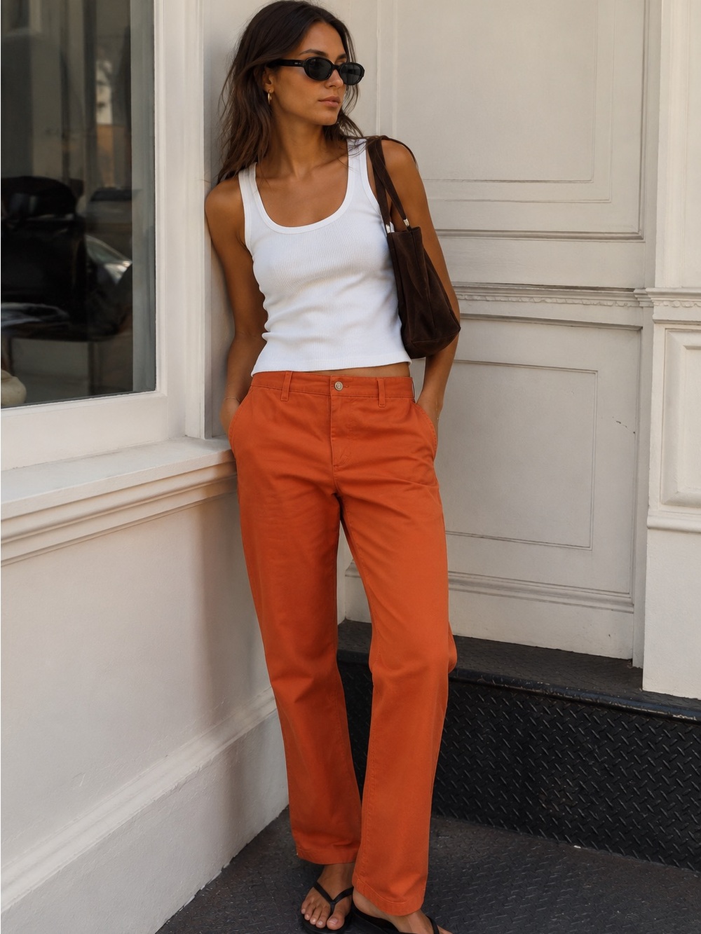 J.Crew High Rise Rust Brown Pants Straight Leg Casual Preppy Workwear Size 8